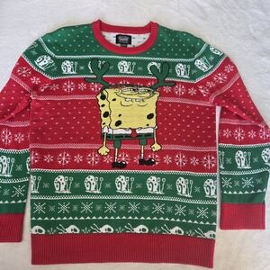 Spongebob Squarepants Sweater Mens L Ugly Christmas Gary Nickelodeon Holiday